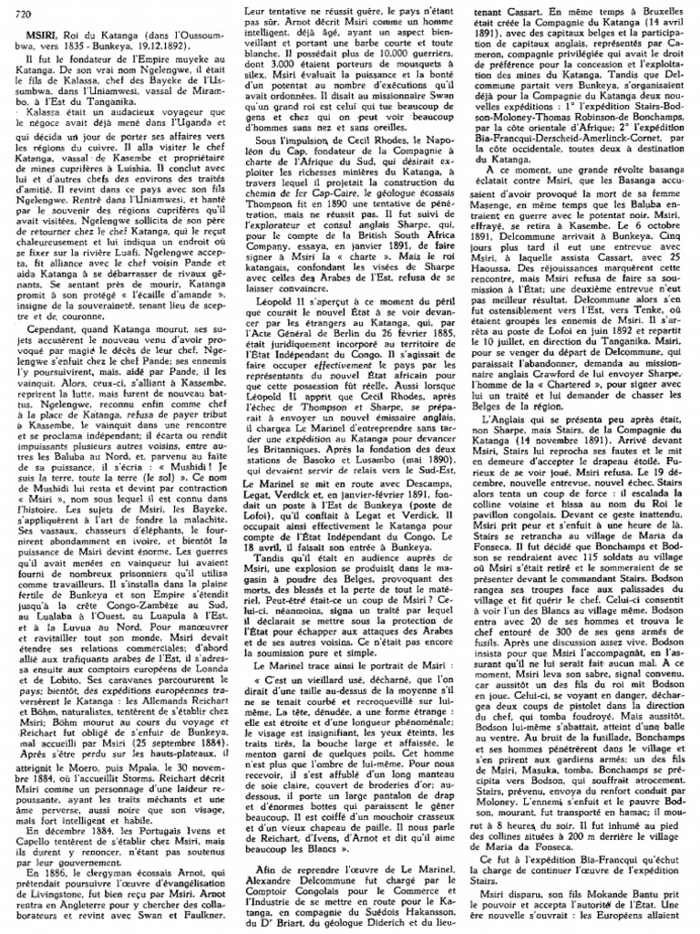 Msiri, Roi du Katanga et son Empire | PDF | République démocratique du ...