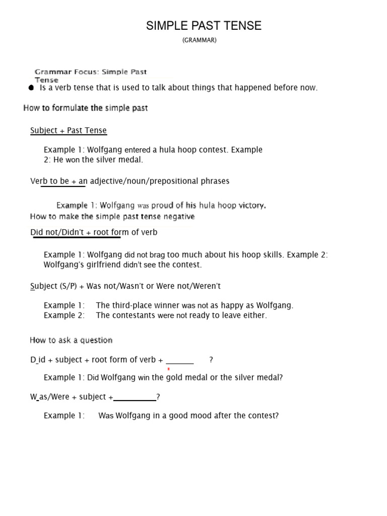 Simple Past Tense Guide | PDF | Verb | Grammatical Tense