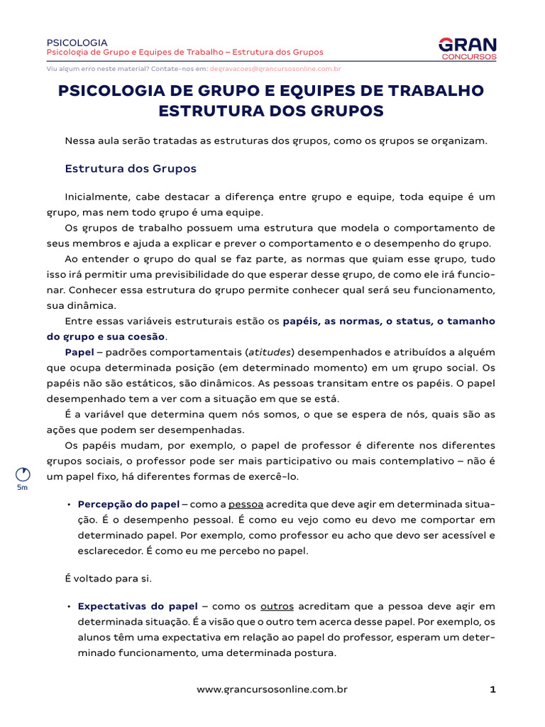 Estruturas e Dinâmicas de Grupos | PDF | Status social | Psicologia