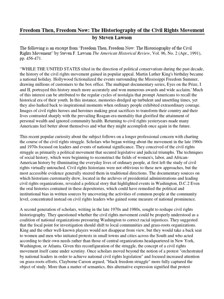 Historiography of The Civil Rights Movement | PDF | Historian | Social ...