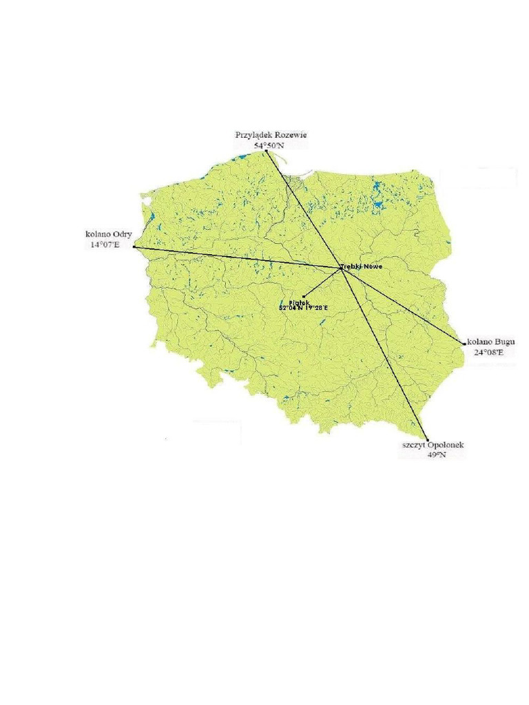 Na Mapie Polski Zostały Zaznaczone Cztery Skrajne Punkty Skrajne punkty Polski | PDF