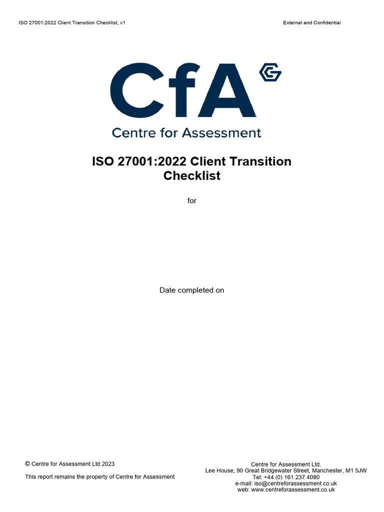 ISO 27001:2022 Transition Checklist | PDF | Information Security ...