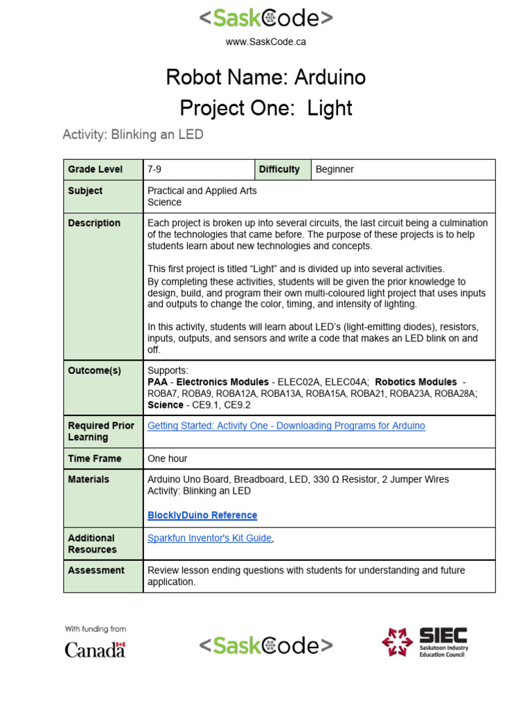 Activity 1A Blinking An LED - (1) Erns | PDF | Arduino | Light Emitting ...