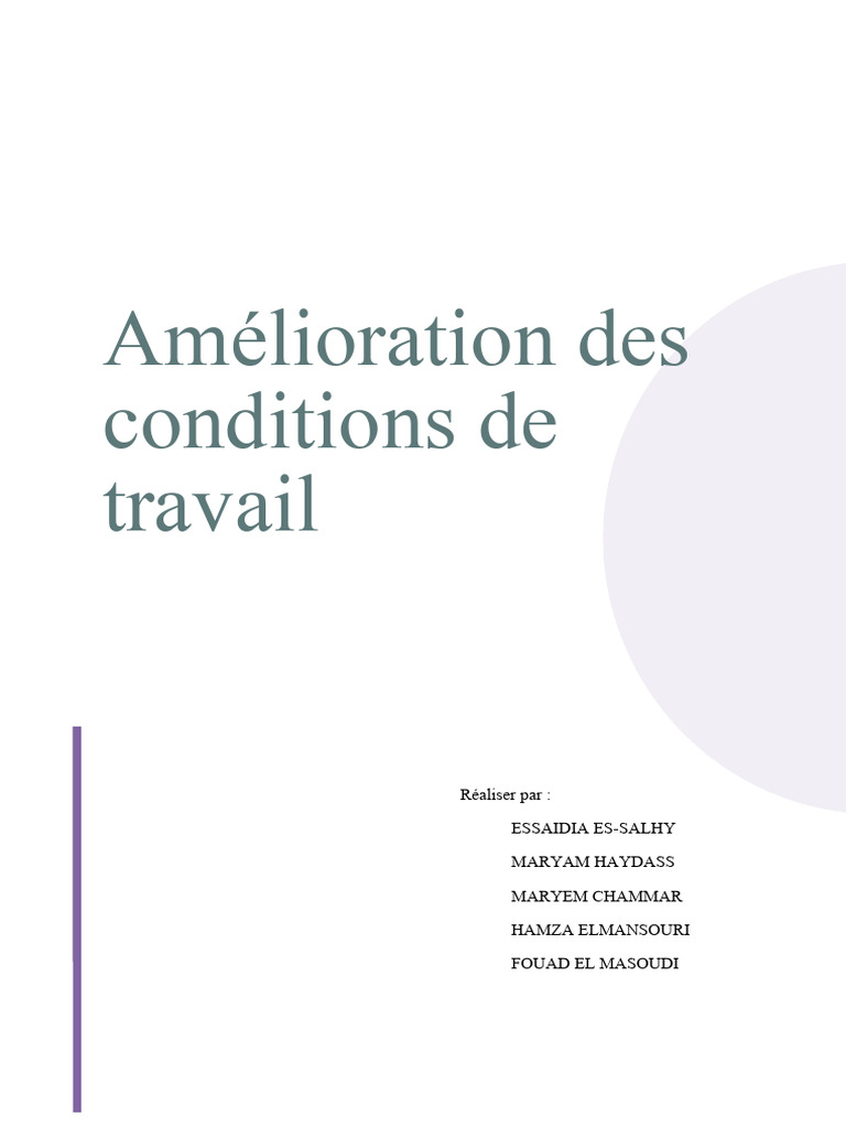 Amélioration des Conditions de Travail | PDF | Business | Économie