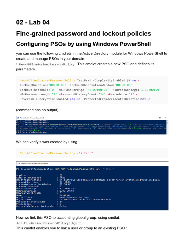 Fine-Grained Password Policies Guide | PDF | Active Directory ...