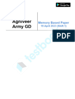 Agniveer Army GD 19 April 2023 (Shift 1) Memory Based Paper (Hindi)