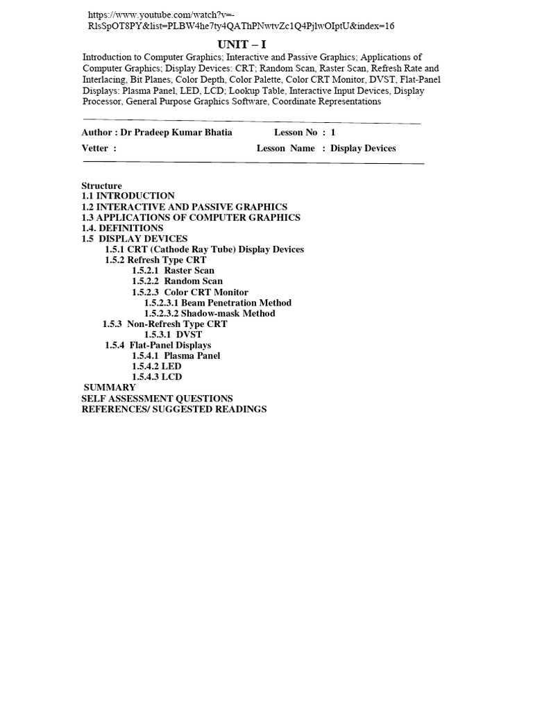 Computer Graphics & Display Devices | PDF | Display Resolution ...