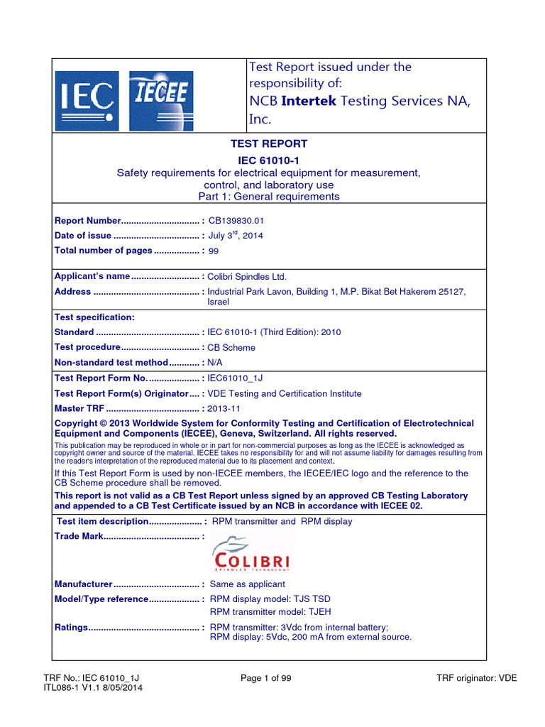 EN 61010-1 2010 Testreport - Example2 | Download Free PDF | Ac Power ...