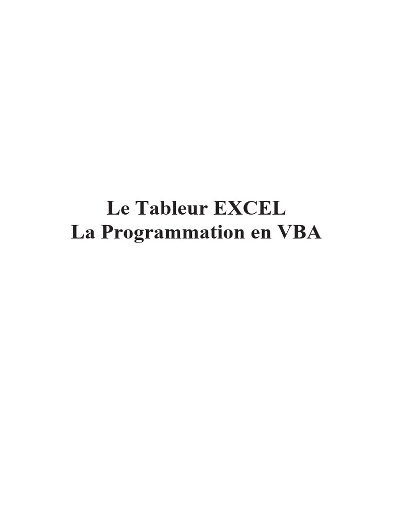 Cours Complet VBA pour Excel | PDF | Visual Basic for Applications ...