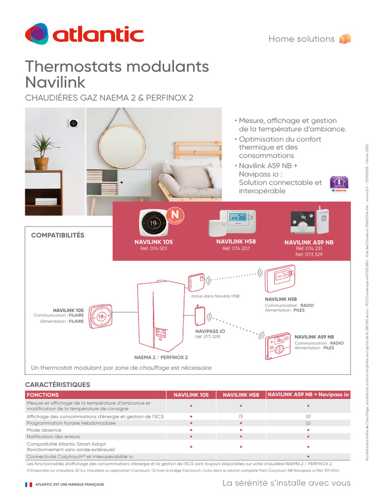 Caractéristiques des Thermostats Navilink PDF Technologie — free download