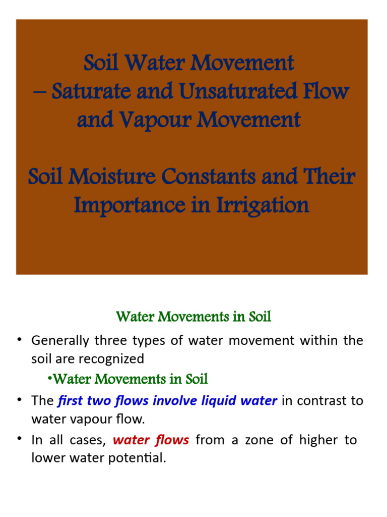 Soil Water Movement and Management | PDF | Soil | Porosity
