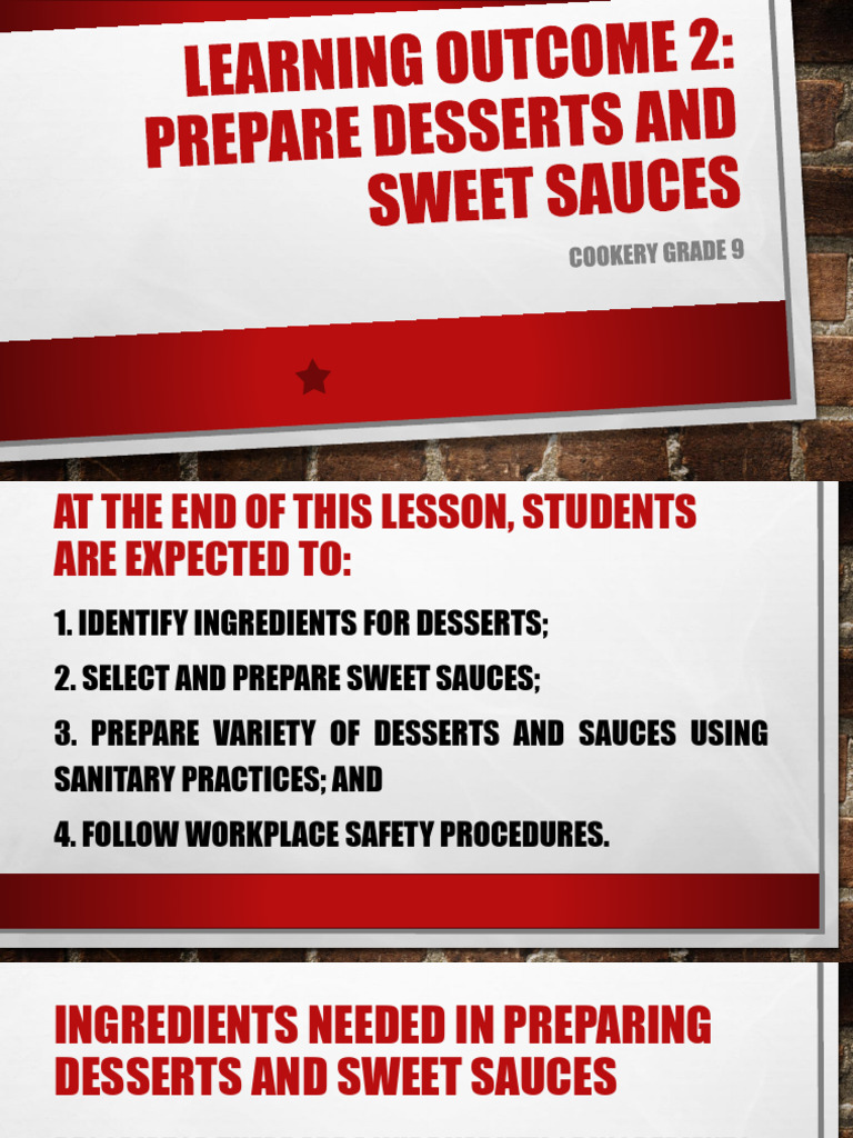 2 Prepare Desserts And Sweet Sauces Pdf Desserts Custard