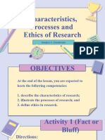 Lesson 3-4-5 Characteristics, Processes, and Ethics of Research