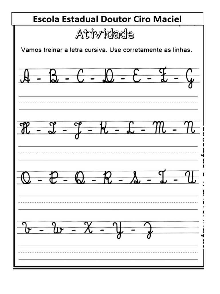 Alfabeto Cursivo Traçado | PDF | Bem-estar