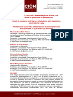 Pandemia Da Covid-19 e Alfabetização de Alunos Com Deficiência - o Que Dizem As Professoras