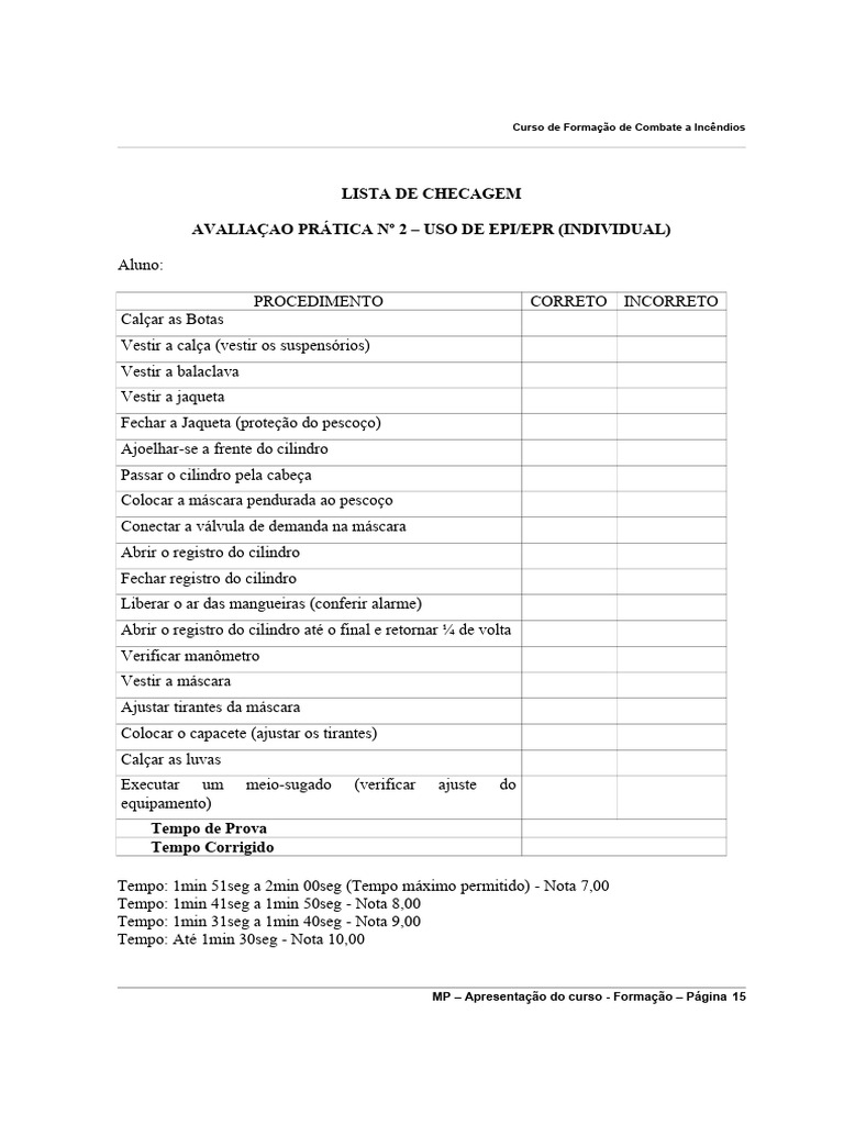 Checagem de EPI em Combate a Incêndios | PDF