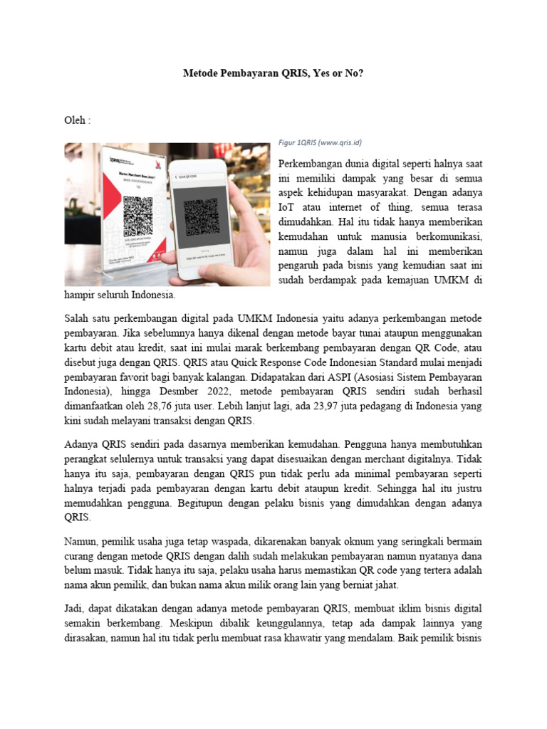 Keuntungan dan Risiko Pembayaran QRIS | PDF | Komputer
