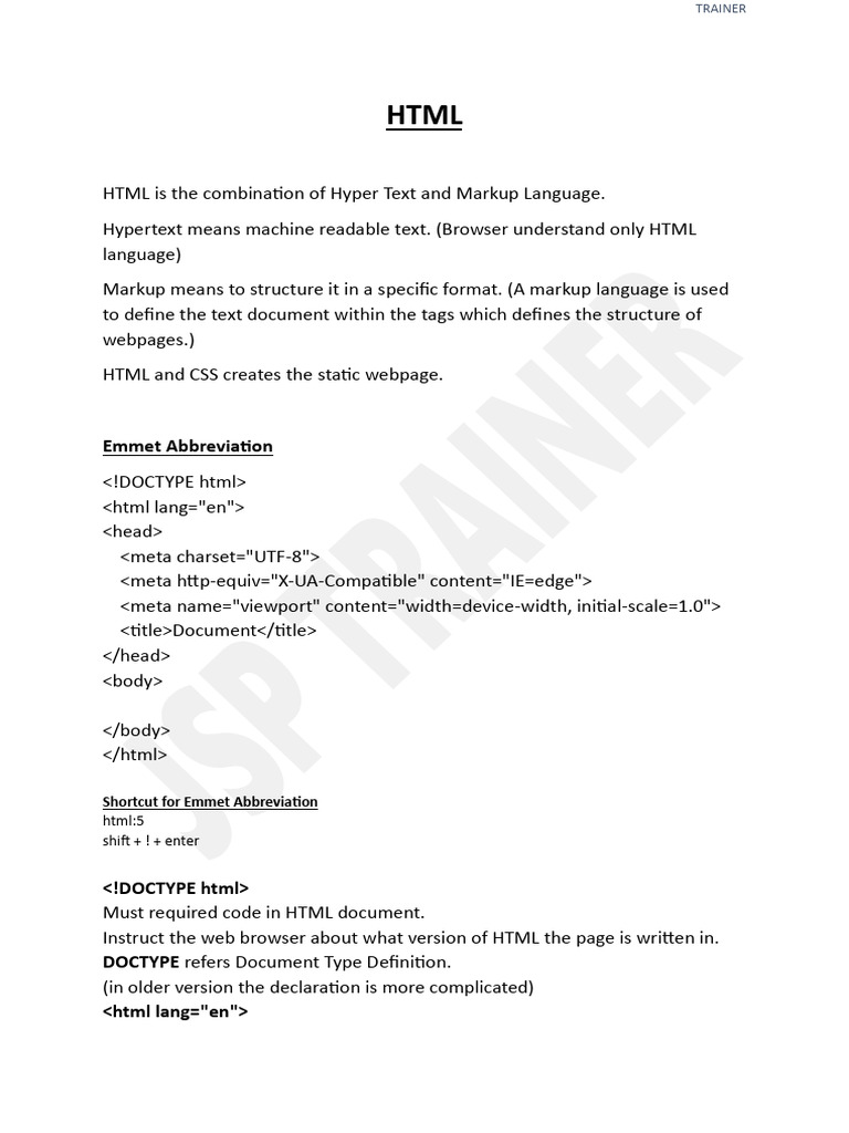 HTML Notes 2 | PDF | Html | Markup Language