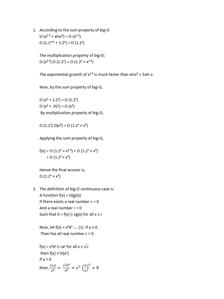 Big-O Notation and Number System Operations | PDF | Mathematics ...