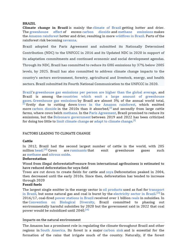 Climate Change Impact in Brazil | PDF | Climate Change | Kyoto Protocol