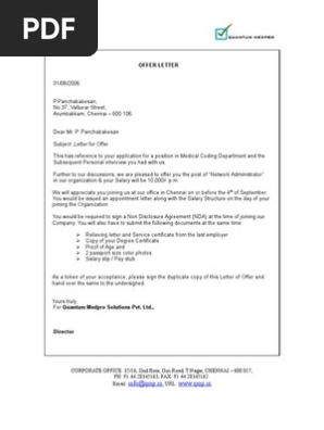 Offer Letter