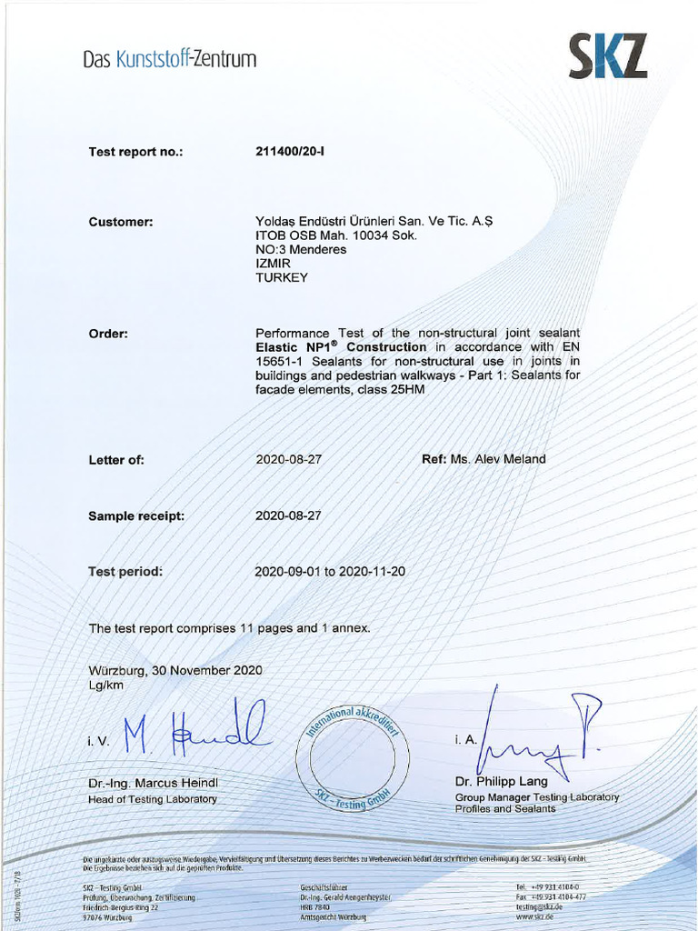 CE Test Results For Facade - 211400-I | PDF
