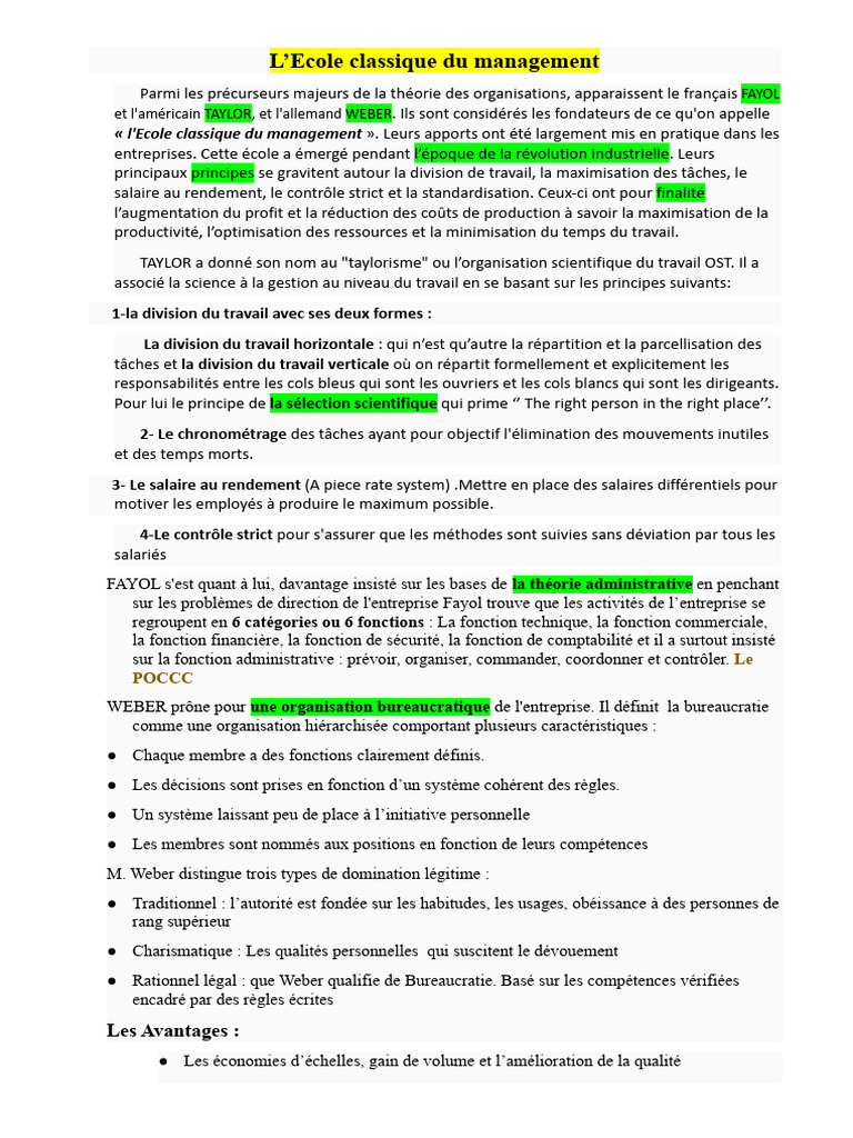 École classique du management et ses théories | PDF | Motivation | Motivant