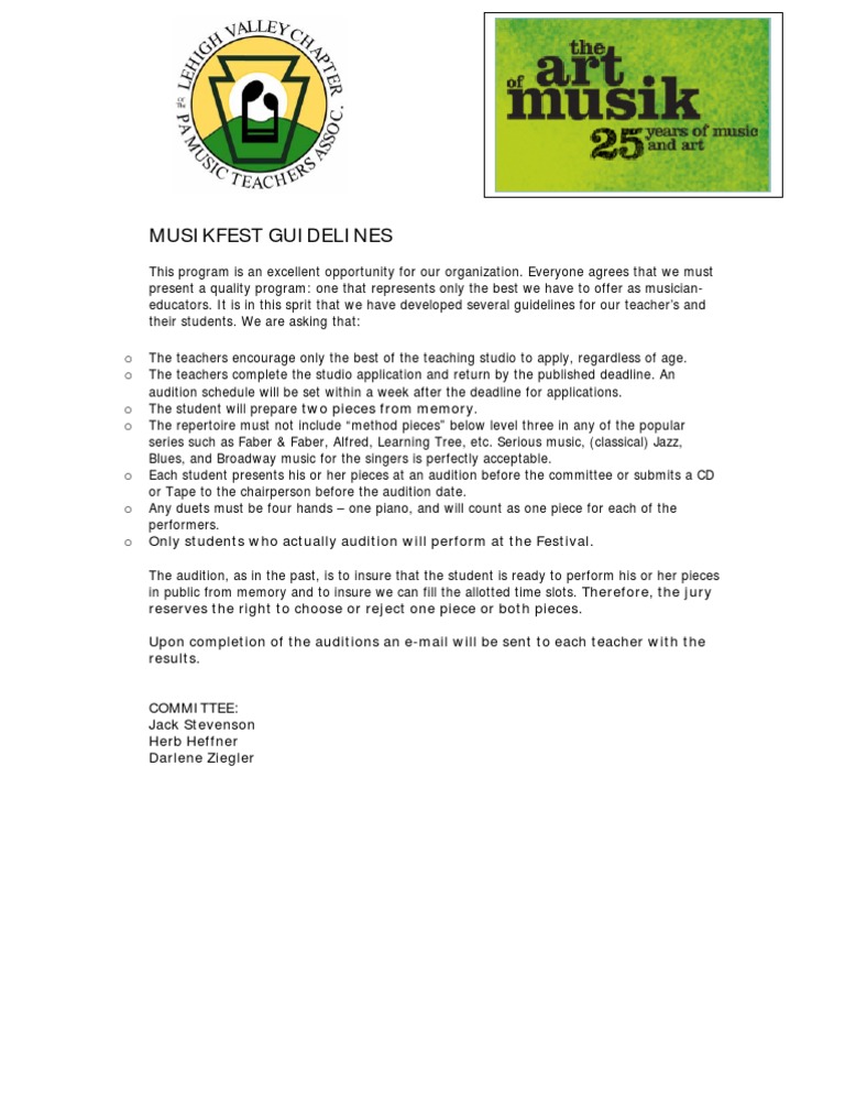 Musikfest Guidelines | PDF | Language Arts & Discipline | Foreign ...
