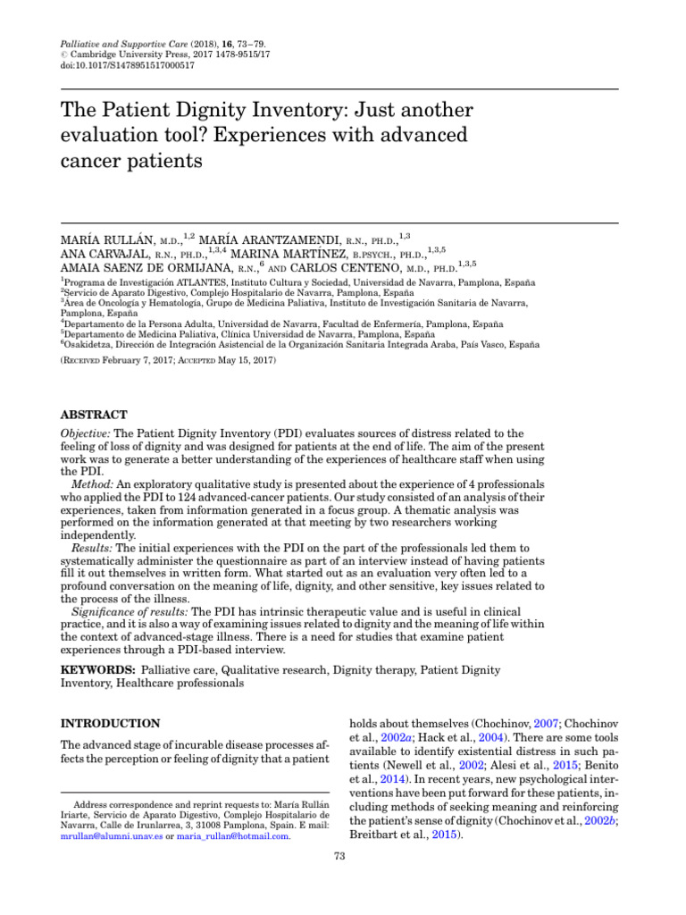 Evaluating Patient Dignity in Cancer Care | PDF | Terminal Illness ...