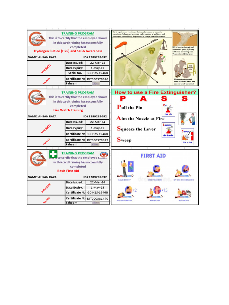 H2S Training Certification Card | PDF