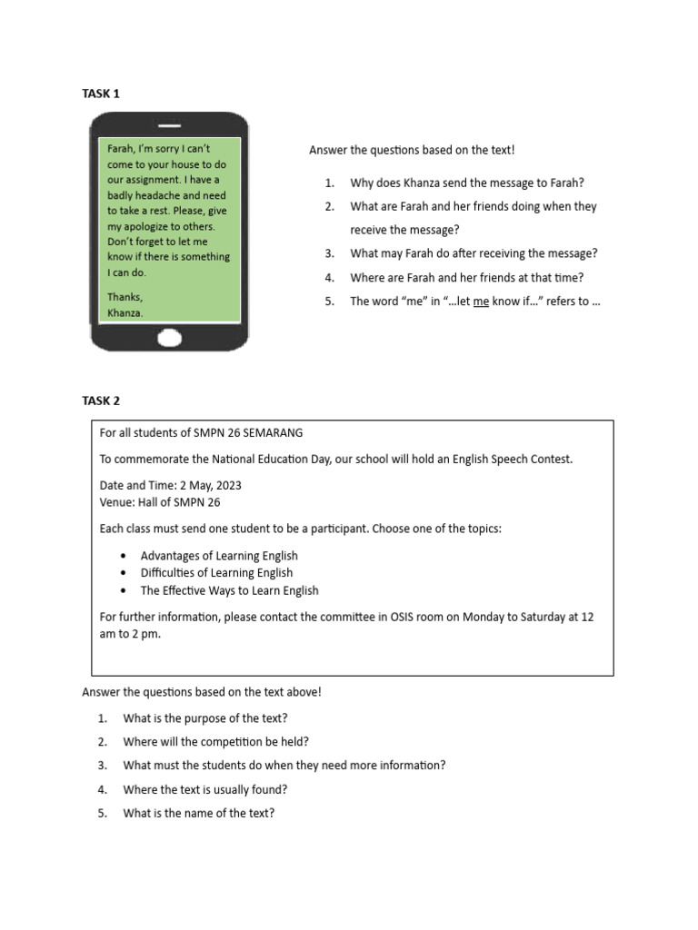 Task 1&2 Short Message & Announcement | PDF