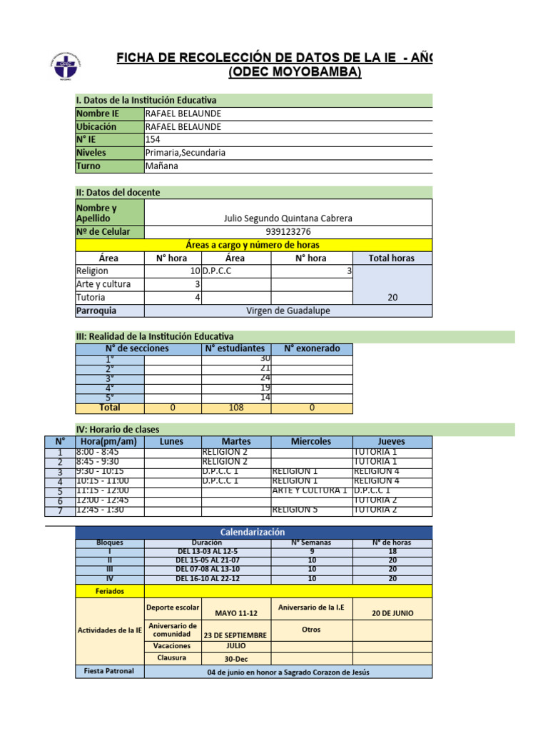 Copia De Ficha De Recolección De Datos 2023 Odec Terminado Julio