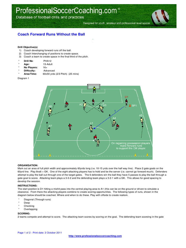 Forward Runs Soccer Drills Guide | PDF | Defender (Association Football ...