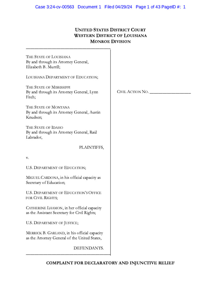 Louisiana Attorney General Liz Murrill Files Lawsuit Against U S