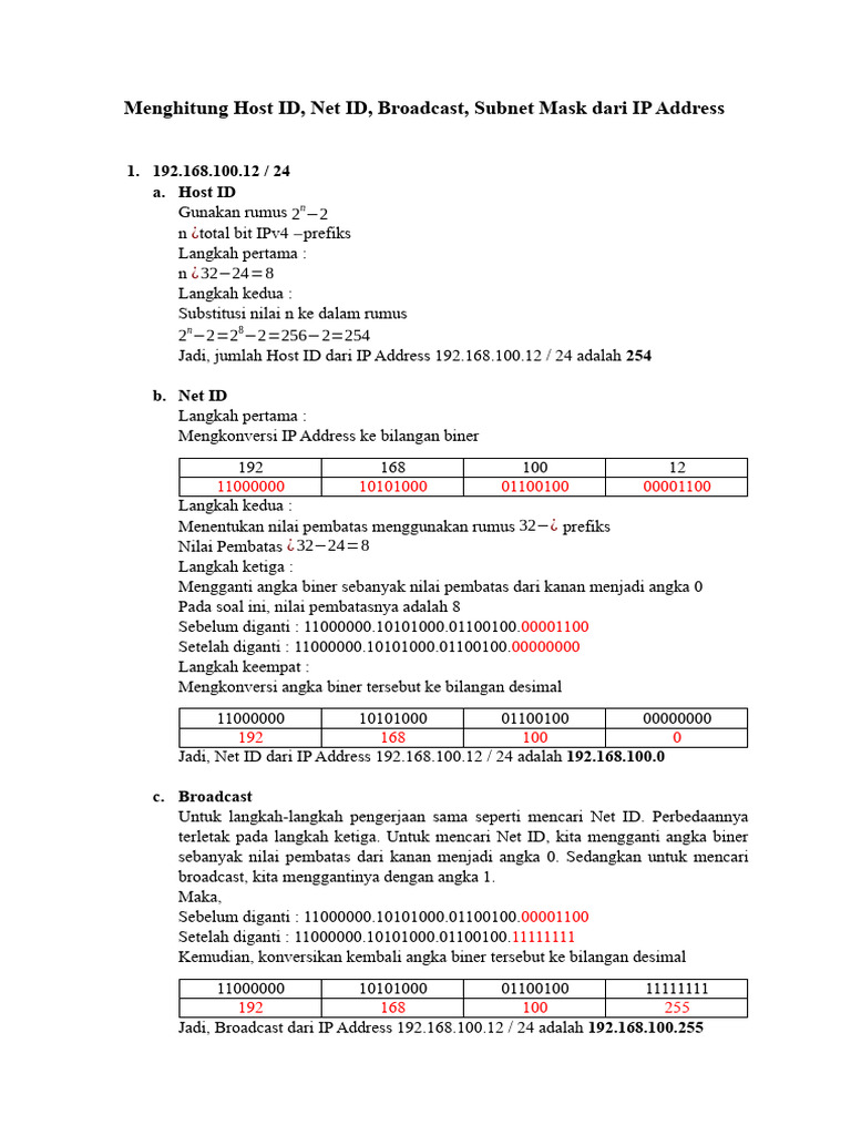 Menghitung ID dan Broadcast IP Address | PDF