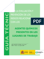 Guía Técnica Para La Evaluación y Prevención de Los Riesgos Relacionados Con Agentes Químicos Relacionados Con Los Lugares de Trabajo