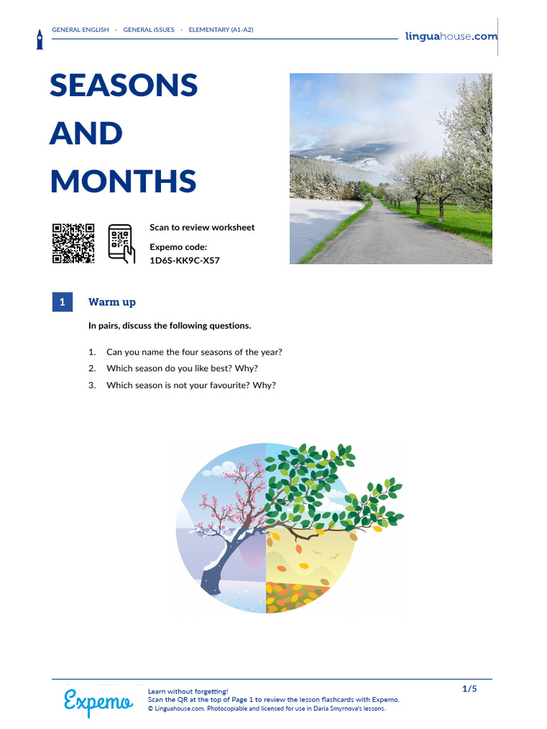Seasons and Months British English Teacher | PDF | Language Arts ...