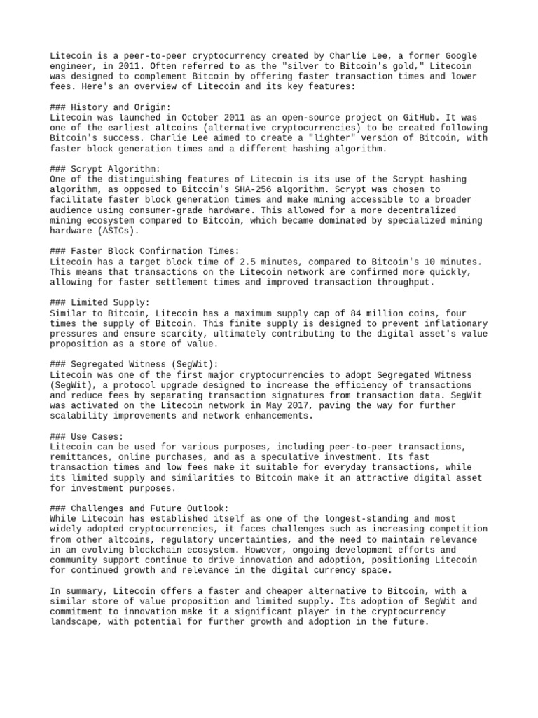 What Is Litecoin | PDF | Cryptocurrency | Bitcoin