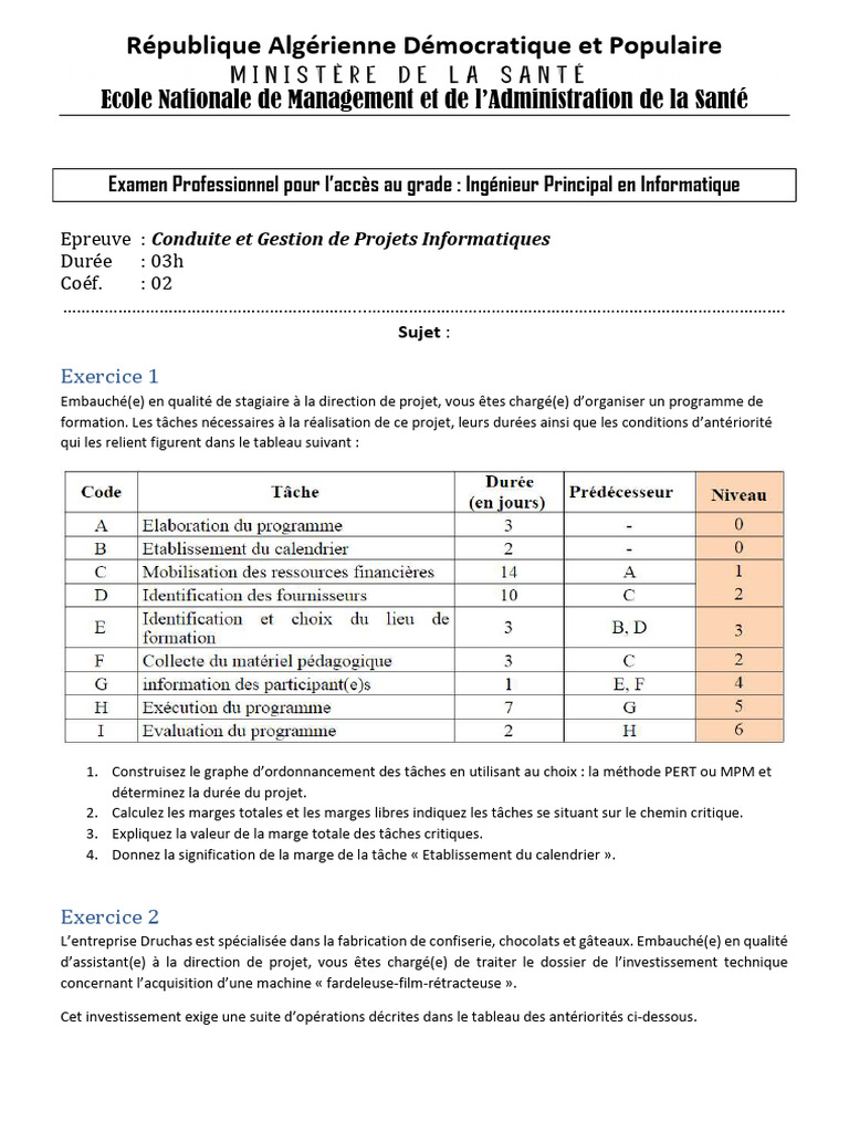 Examen: Gestion de Projets Informatiques | PDF | Affaires | Ordinateurs