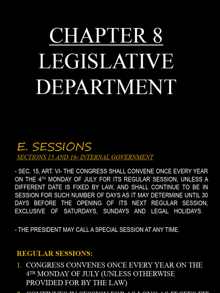Legislative Department Sessions Overview | PDF | United States Congress ...