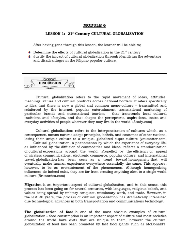 Module 6 | PDF | Globalization | Cultural Globalization