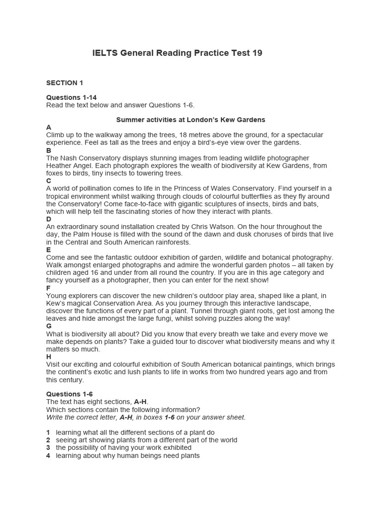IELTS General Reading Practice Test 19 | PDF | Bird Migration | Birds