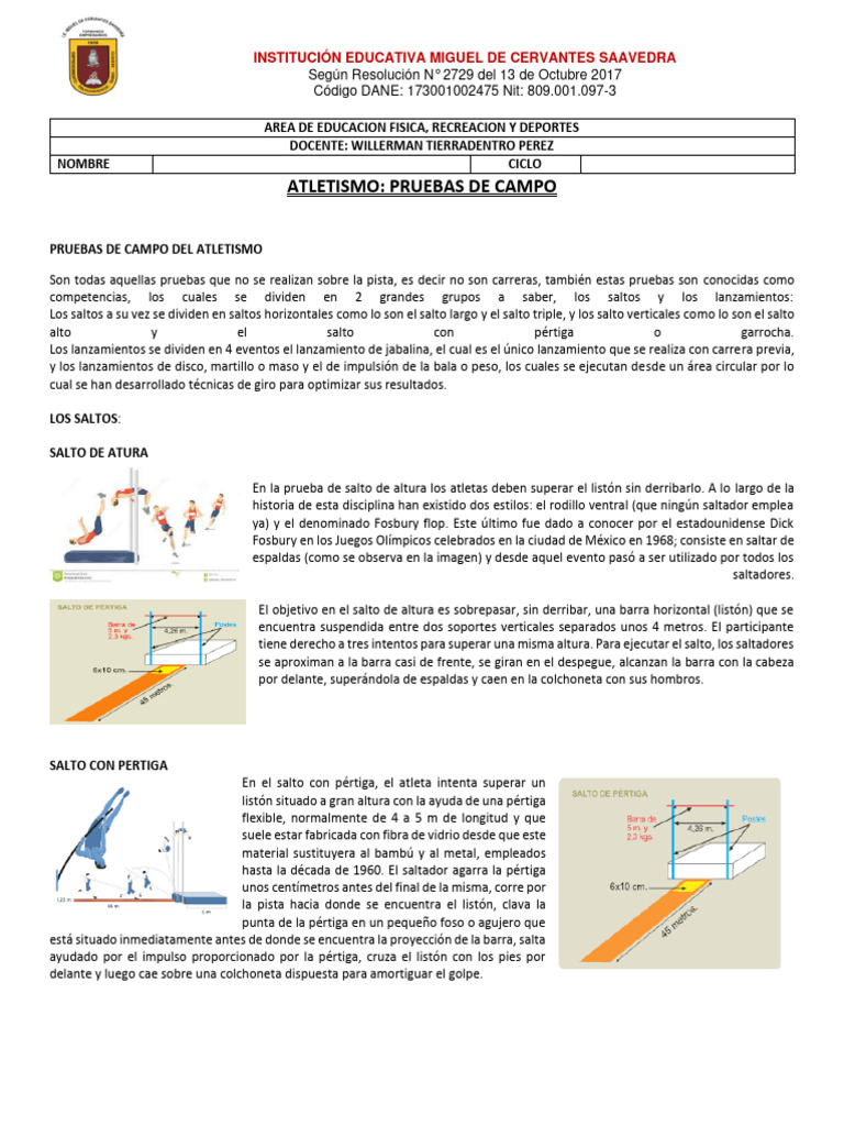 Guía de Pruebas de Campo en Atletismo | PDF | Deporte del atletismo ...