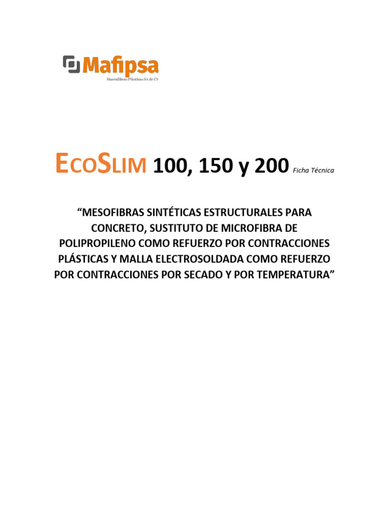 Mesofibra Ecoslim | PDF | Hormigón | Fibras