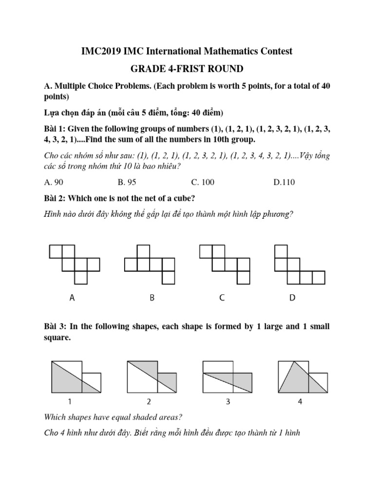 Imc 2019 Grade 4 Frist Round Pdf