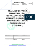 Traslado de Pared Perimetral 20Ml, Reubicación de Portón Metálico Y Suministro 8Ml de Pared - Local Cajamarquilla (CO: 119093)