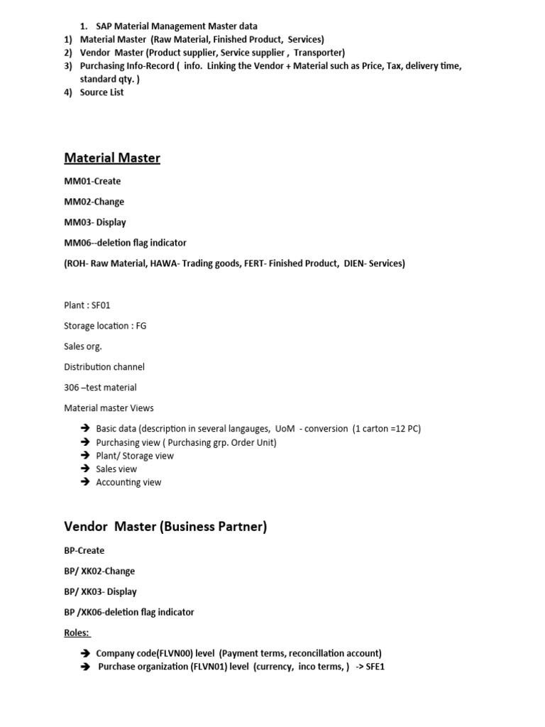 Sap mm training notes download free pdf business supply chain