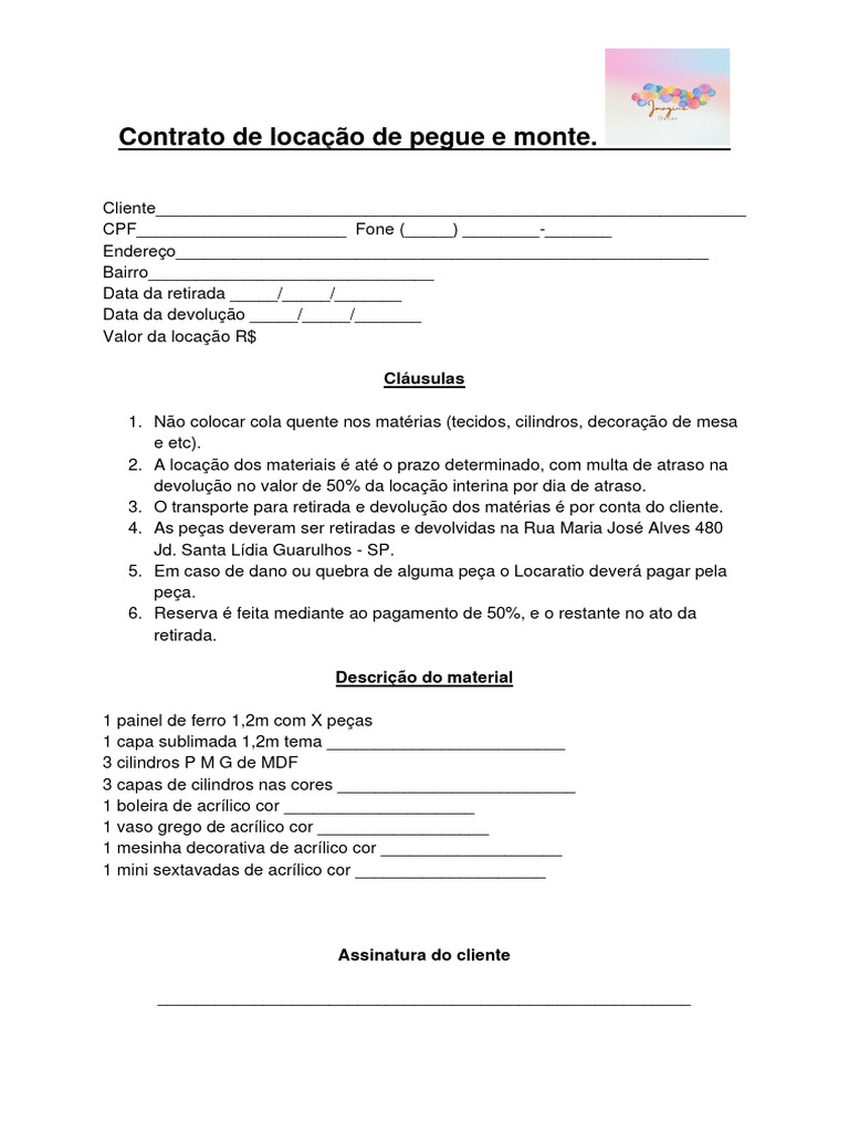 Contrato Pegue e Monte | PDF
