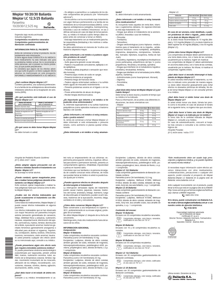 Uso y Dosis de Meplar (Paroxetina) | PDF | Desorden obsesivo compulsivo ...