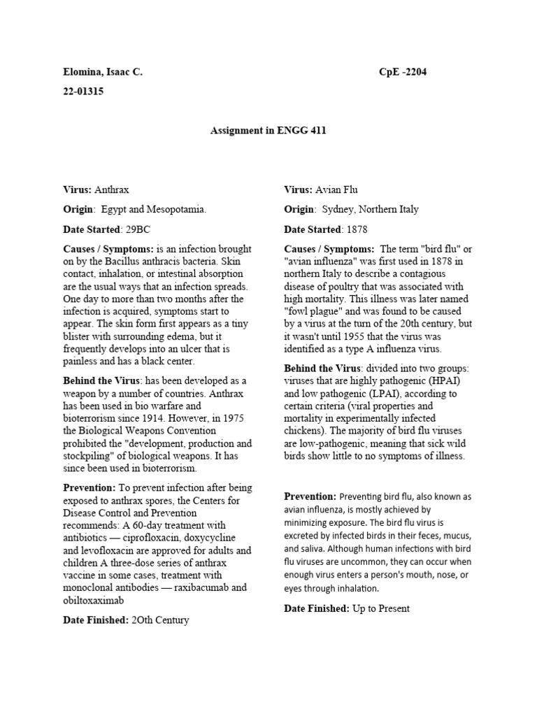 Overview of Infectious Diseases and Prevention | PDF | Avian Influenza ...